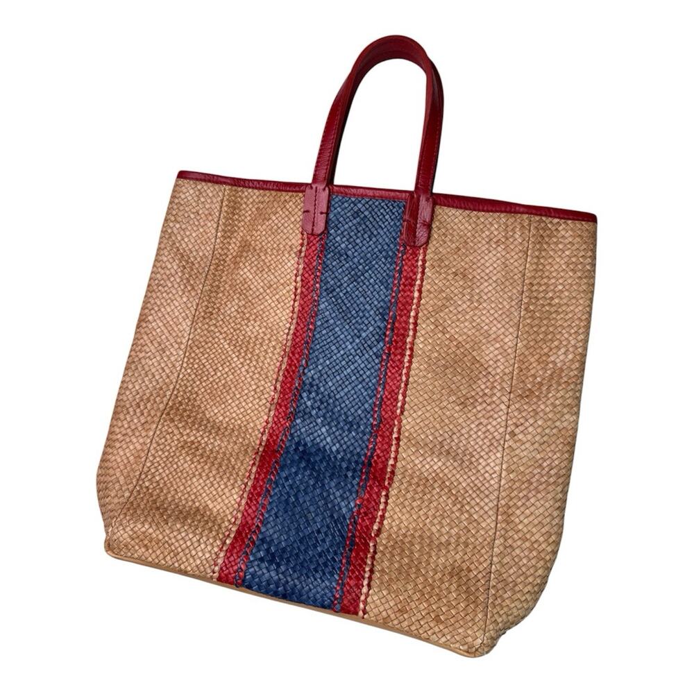 Lance Wovens RARE Striped Leather Large Tall Tote Bag